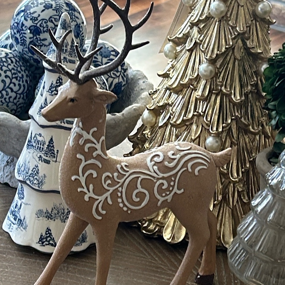 NEW! Vintage Inspired Gingerbread Holiday Santa Reindeer Figurine - Picture 11 of 11